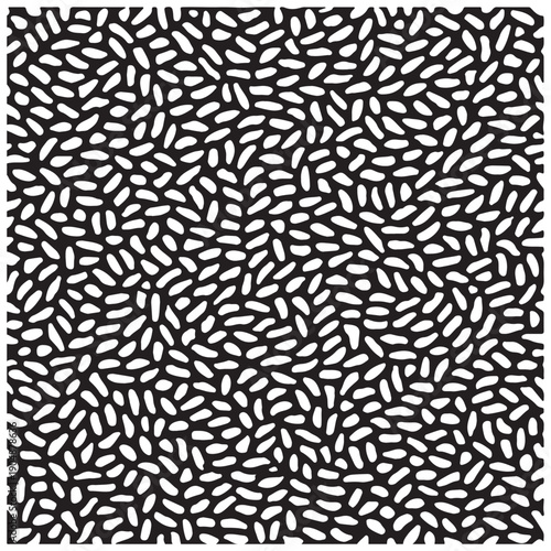 Seamless organic hand-drawn white grain pattern on black background, abstract dash texture for fabric, wallpaper, wrapping paper, minimalist vector illustration, EPS 10.