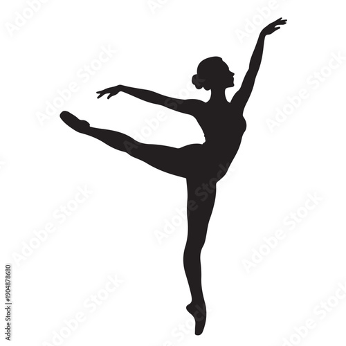 Black silhouette of a ballet dancer performing an arabesque