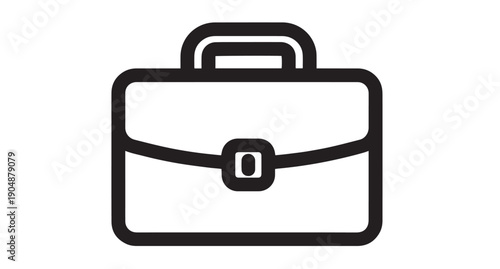 Simple black line art icon representing a classic business briefcase or attaché case for professional use