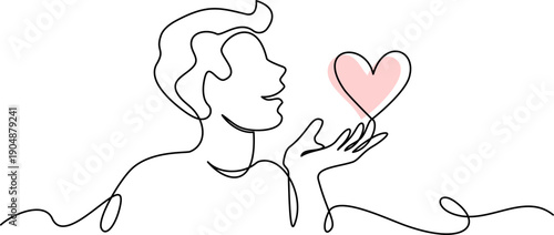 Man hold in his palm heart. Valentines day concept