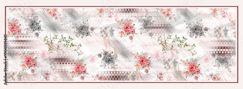 digital floral silk scarf pattern 