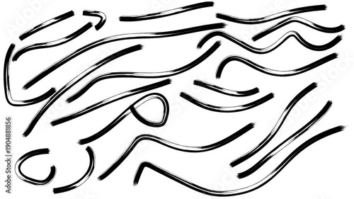 Brush stock curved line icon animation. line set