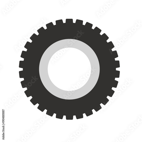 Black Rubber Automotive Tire Flat Design Vector Illustration - Car Wheel and Garage Icon