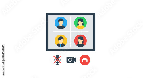 Video Conference Call on Computer Screen.