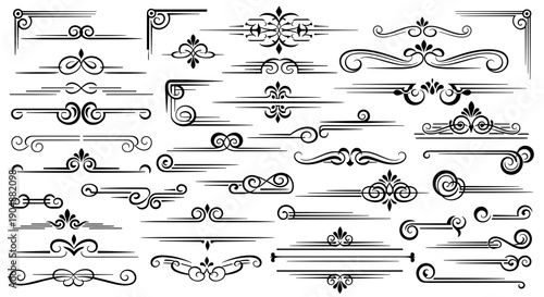 Vintage Black and White Decorative Elements Collection.
