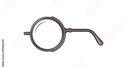 Vintage Handheld Magnifying Glass Illustration.