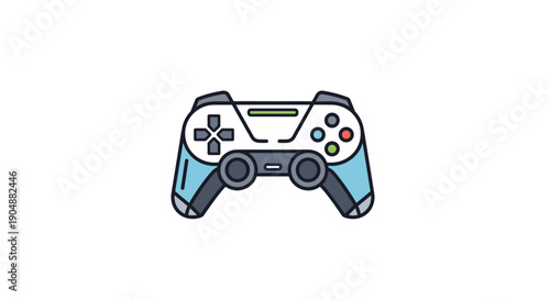 White and Blue Gaming Controller Illustration.