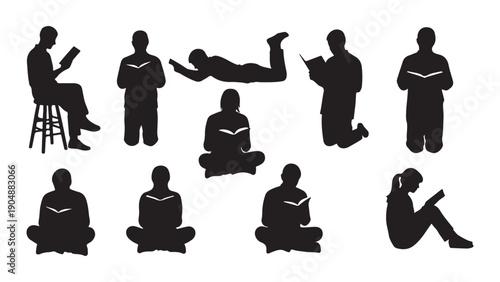 Diverse Group Therapy Session Flat Design Vector Illustration with Silhouette Figures