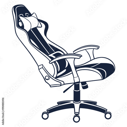 A person relaxing in a modern black and white ergonomic office chair with a headrest