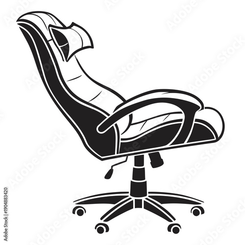 A sleek and modern office chair with a high back and ergonomic design