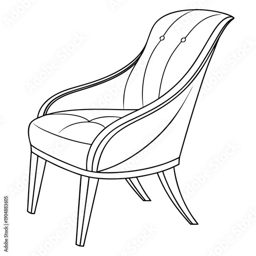 A modern and elegant armchair with a curved backrest and sleek design