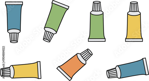 Color Paint Tubes Set Hand Drawn Style Flat Vector Illustration