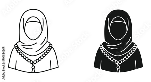 Muslim woman hijab headscarf vector illustration isolated white background modest fashion clothing traditional attire