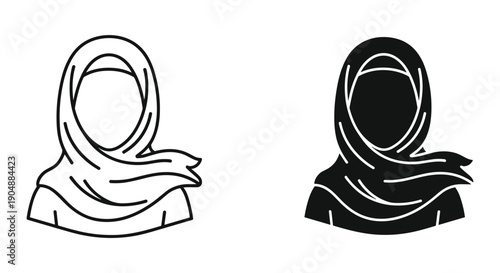 Woman Wearing Hijab Illustration Set on White Background