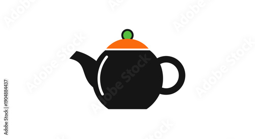Black teapot illustration on white background