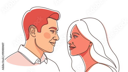 young couple looking at each other