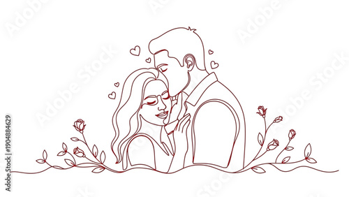 loving couple kissing, romantic illustration