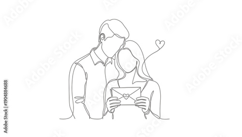 couple in love reading letter