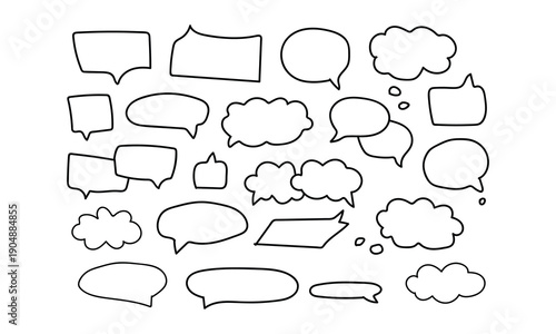 A diverse collection of speech bubbles and thought clouds in various shapes and sizes isolated on white background, Vector