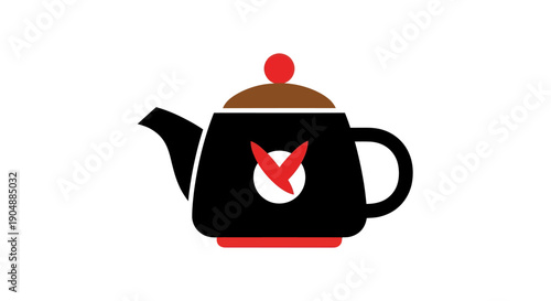 Black teapot illustration on white background