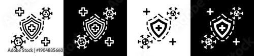 Disease Prevention Icon Set In Black And White Filled Style Collection