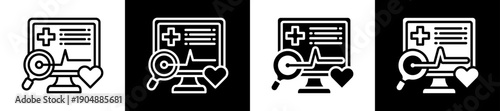 Health Monitoring Icon Set In Black And White Filled Style Collection