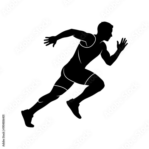 A dynamic image of a male runner in full sprint bold silhouette