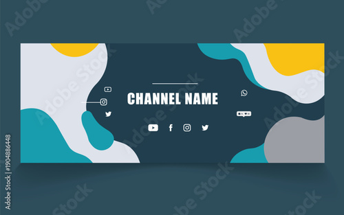 Modern social media channel banner vector with abstract organic shapes and editable title area, clean header design ideal for content creators, branding, profiles, websites, digital marketing, and 