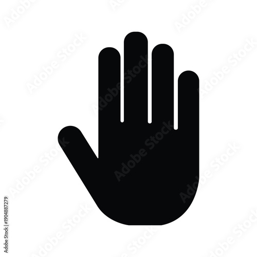 Black silhouette of open human hand palm isolated on white background
