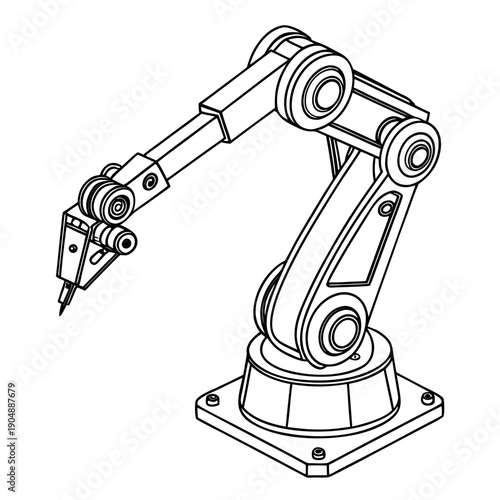 Industrial robotic arm with gripping mechanism and articulated joints