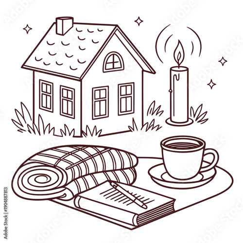 A cozy home with a warm fireplace and a cup of tea on the table