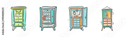 Charming vintage jewelry armoires with drawers and compartments