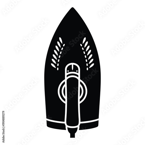 Black and white of a traditional flat iron for clothing iron household appliance ironing desi
