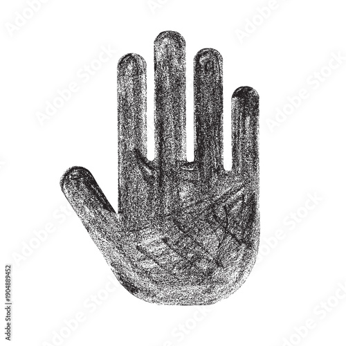 Artistic Hand-Drawn Charcoal Handprint Sketch - Textured Human Palm Illustration
