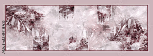 digital silk scarf design with seamless textile pattern