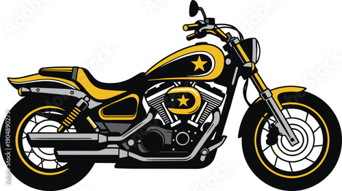 Black and yellow motorcycle with star bike vehicle transportation
