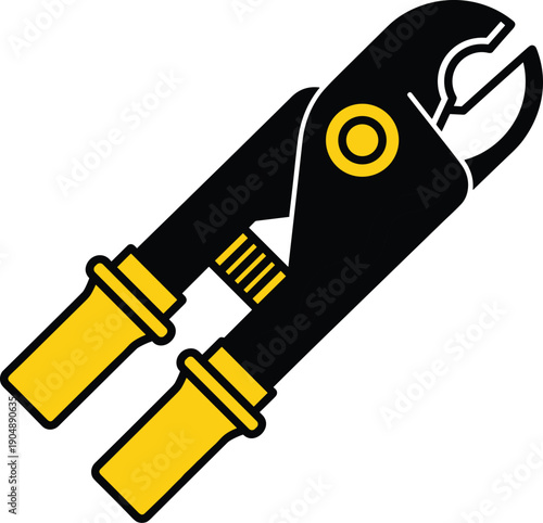 Black and yellow pliers with insulated handles tool