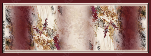  digital silk scarf design with seamless textile pattern. 