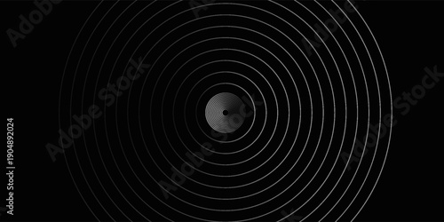Create a bold look with a centric circle background featuring vector graphics of sound waves.