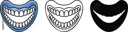 Teeth Guard silhouette & Outline and illustration set isolated on transparent background