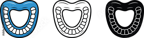 Teeth Guard silhouette & Outline and illustration set isolated on transparent background