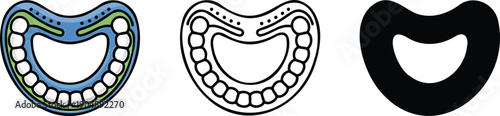 Teeth Guard silhouette & Outline and illustration set isolated on transparent background