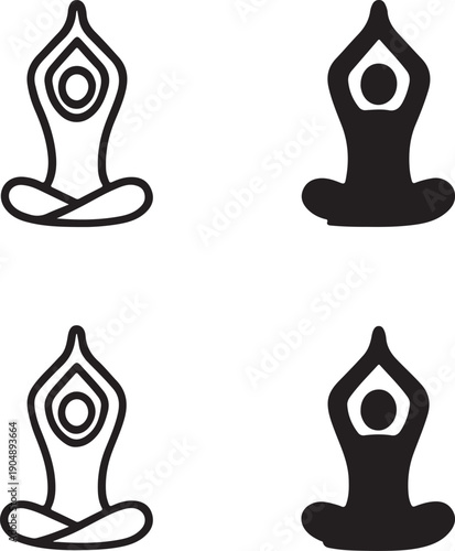 Isolated Tiny Yoga Pose Icon, Tiny Yoga Pose Exercise, Tiny Yoga Pose Meditation, Wellness Fitness Posture Symbol, Healthy Lifestyle Silhouette, Isolated White Background Vector