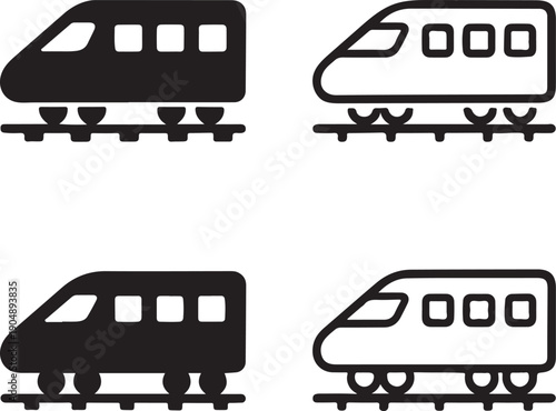 Isolated Side View Train Icon, Side View Train Transport, Side View Train Travel, Modern Passenger Train Symbol, Railway Transportation Illustration, Isolated White Background Vector