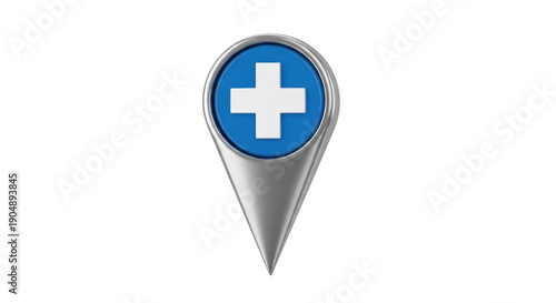 Free Download Medical location icon healthcare pointer symbol navigation pin location map silver and blue isolated on transparent background - GFXLoad