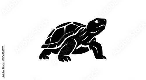 Black turtle silhouette on white background