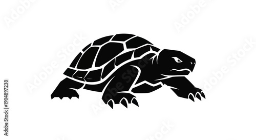 Black turtle silhouette on white background