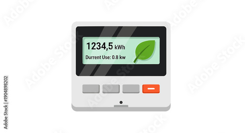 Wall mounted solar inverter box with digital display renewable energy vector