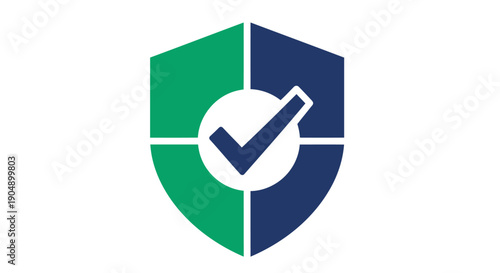 Website Security Shield with Checkmark, Trust Protection, Flat Vector Icon