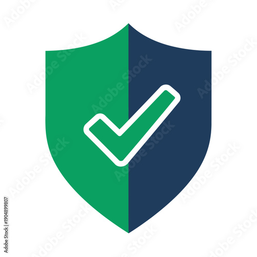 Website Security Shield with Checkmark, Trust Protection, Flat Vector Icon